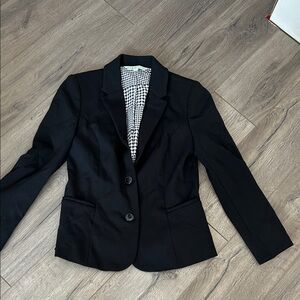 Cleo Classic Black Blazer with Houndstooth Lining
